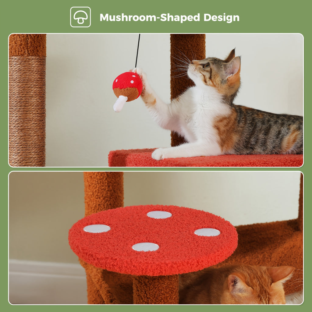 Forest Cat Tree Tower with Flower Top Perch, Indoor Climbing and Resting Furniture in 35.8, 56.3 or 68.5 Inch Height and Color Options