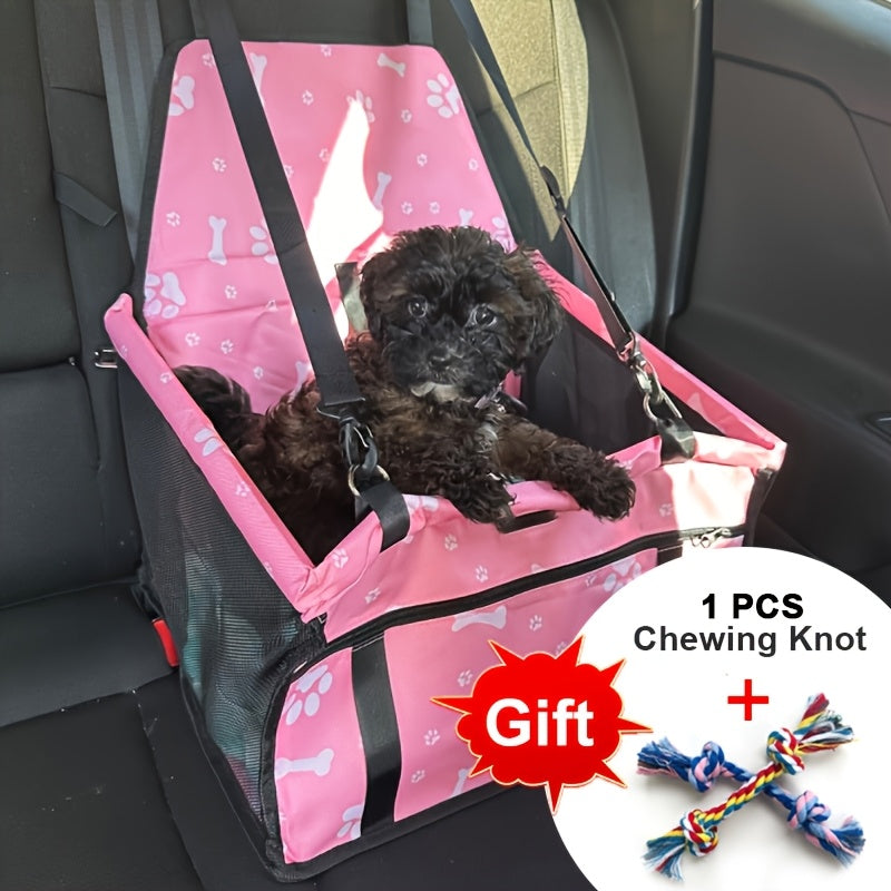Mesh Dog Car Seat for Small Dogs and Cats up to 22 lbs, Foldable Pet Travel Bed with Adjustable Shoulder Strap, Non-Slip Base and Washable Cover