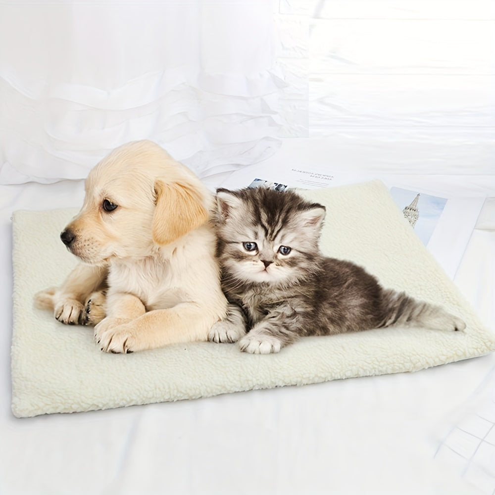 Self-Warming Pet Mat for Cats and Dogs, Soft Khaki Thermal Sleeping Pad with Reflective Layer, No Electricity Needed for Cozy Indoor Rest