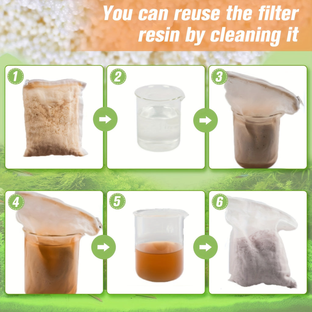 Aquarium Filter Media Resin for Freshwater and Saltwater Fish Tanks, 2-Bag 500ml Option, Filtration Accessories for Routine Aquarium Maintenance