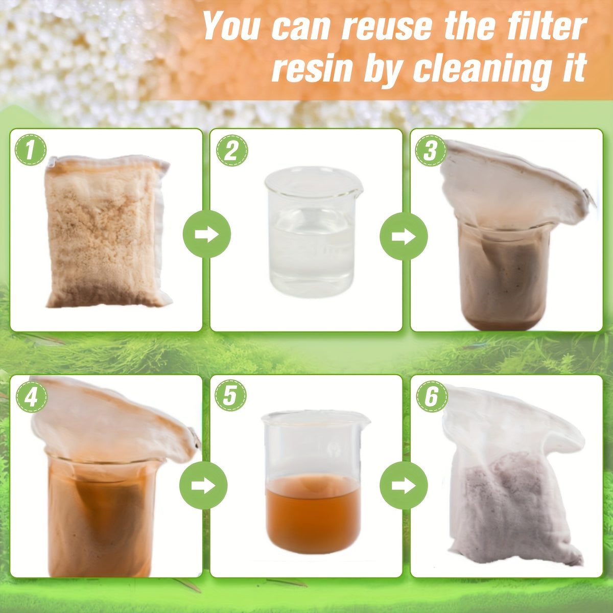 Aquarium Filter Media Resin for Freshwater and Saltwater Fish Tanks, 2-Bag 500ml Option, Filtration Accessories for Routine Aquarium Maintenance