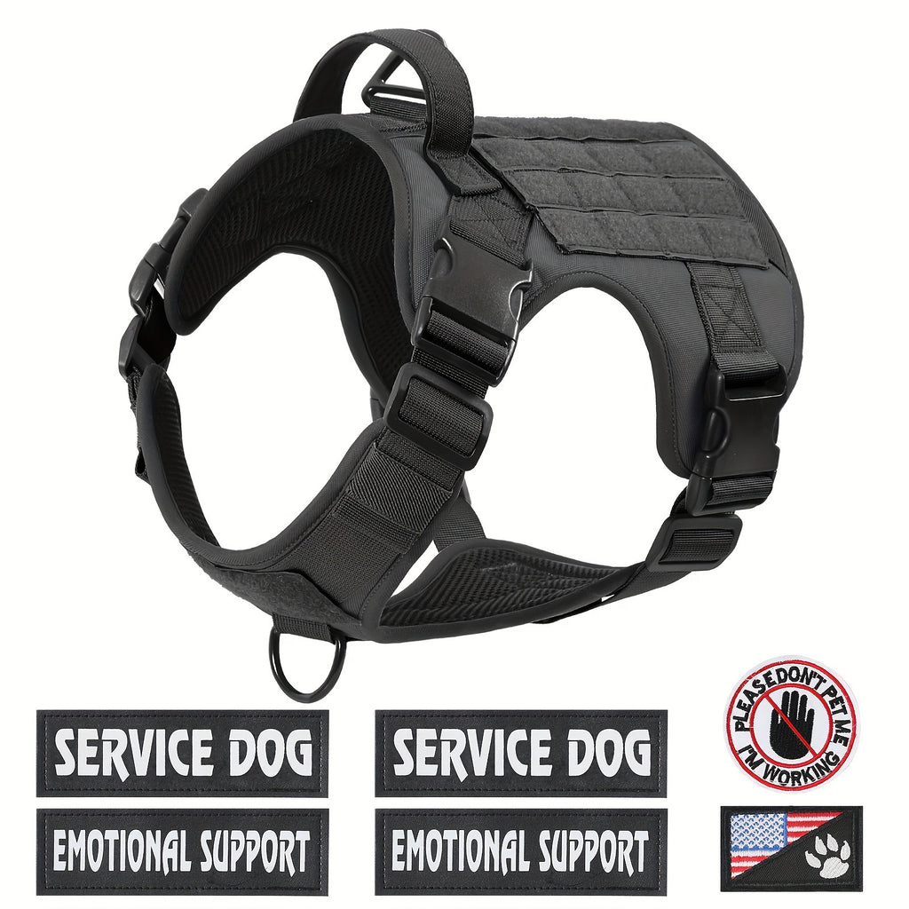 Tactical Pet Chest Harness in S, M, L and XL, Walking Gear with Black, Vibrant Blue, Khaki, Silvery Grey and Dark Pink Size-Specific Options