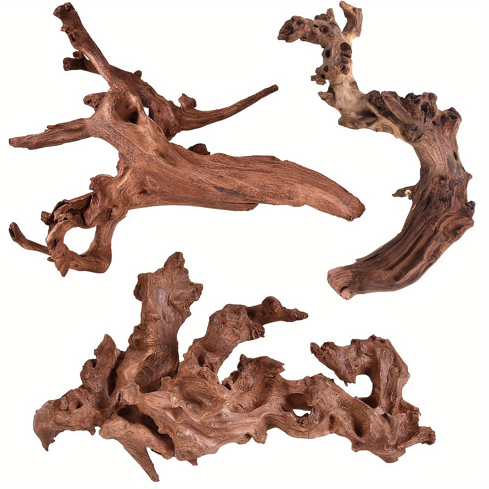 Aquarium Driftwood Set of 3, Natural Large Wood Pieces for Fish Tank Aquascaping, Shrimp Habitat Layouts and Reptile Enclosure Decor
