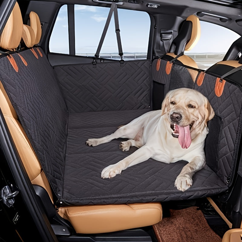 Dog Backseat Platform with Hard Bottom Base, Non-Slip PVC Car Seat Cover and Hammock Extender for SUV, Truck and Car Road Trips