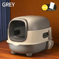 Cat Litter Box with Full Cover and Scoop, Spill-Reducing Enclosed Kitty Toilet in Gray or Blue for Indoor Potty Routines and Easy Daily Cleanup