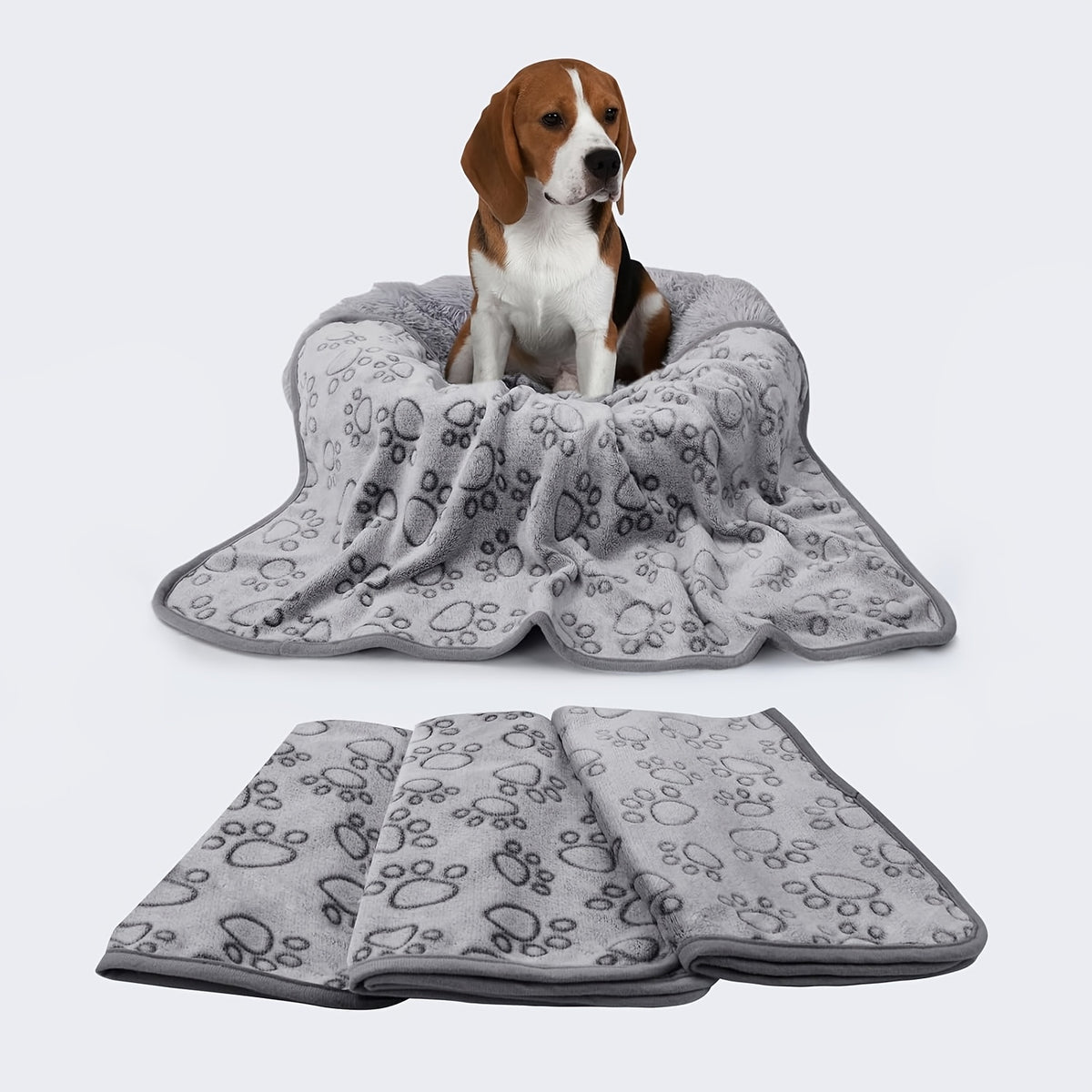 Paw Print Dog Blankets 6 Pack, Soft Fluffy Fleece Pet Throws for Dogs and Cats, Cozy Bedding Layers in 30 x 20 or 41 x 31 Inch Options