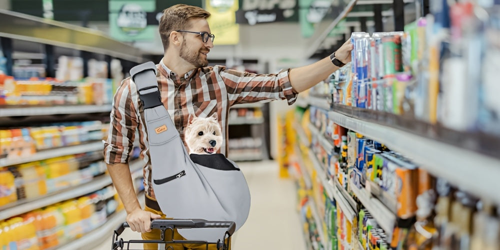 Pet Sling Carrier with Padded Hard Bottom, Adjustable Dog and Cat Shoulder Bag for Carrying Puppies on Everyday Outings, Five Color Options