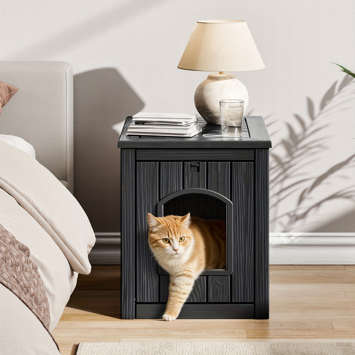 Resin Cat Litter Box with Ventilated House Design, Easy-to-Clean Large-Capacity Pet Enclosure for Small and Medium Pets, TT027 Model Options