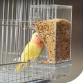 Automatic Bird Cage Feeder with Catch Tray, Transparent Acrylic Seed Dispenser with Angled Feeding Port and Cage Mount for Everyday Pet Bird Care