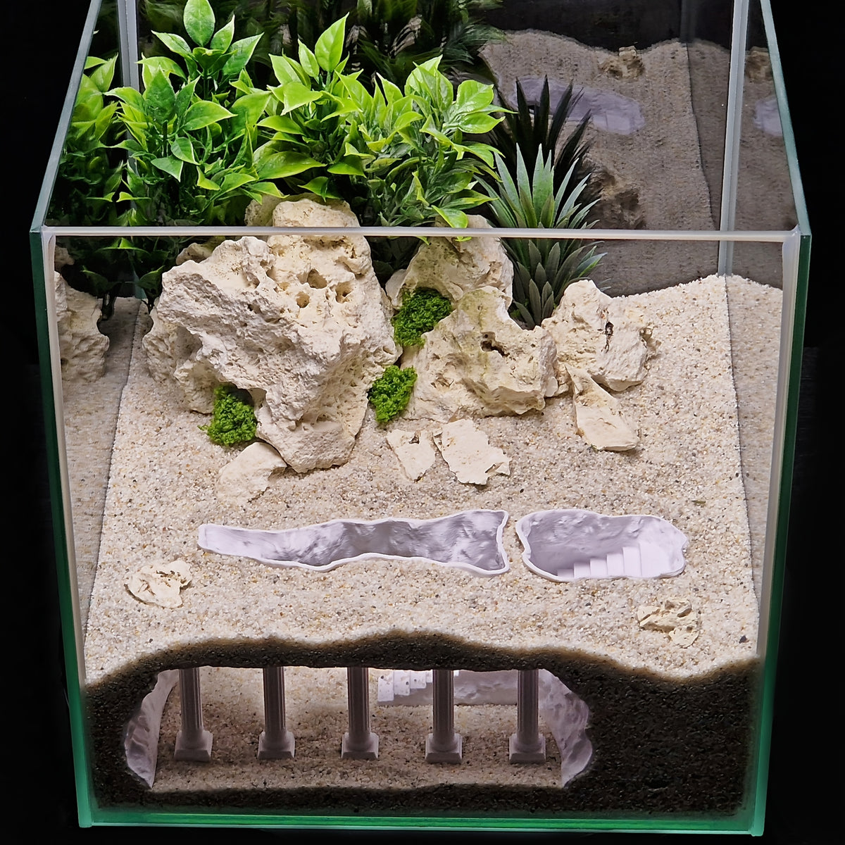 Aquarium Castle Decoration with Betta Hideout Caves, White PLA Palace Ornament for Fish Tank Aquascaping and Fish Enthusiast Gifts