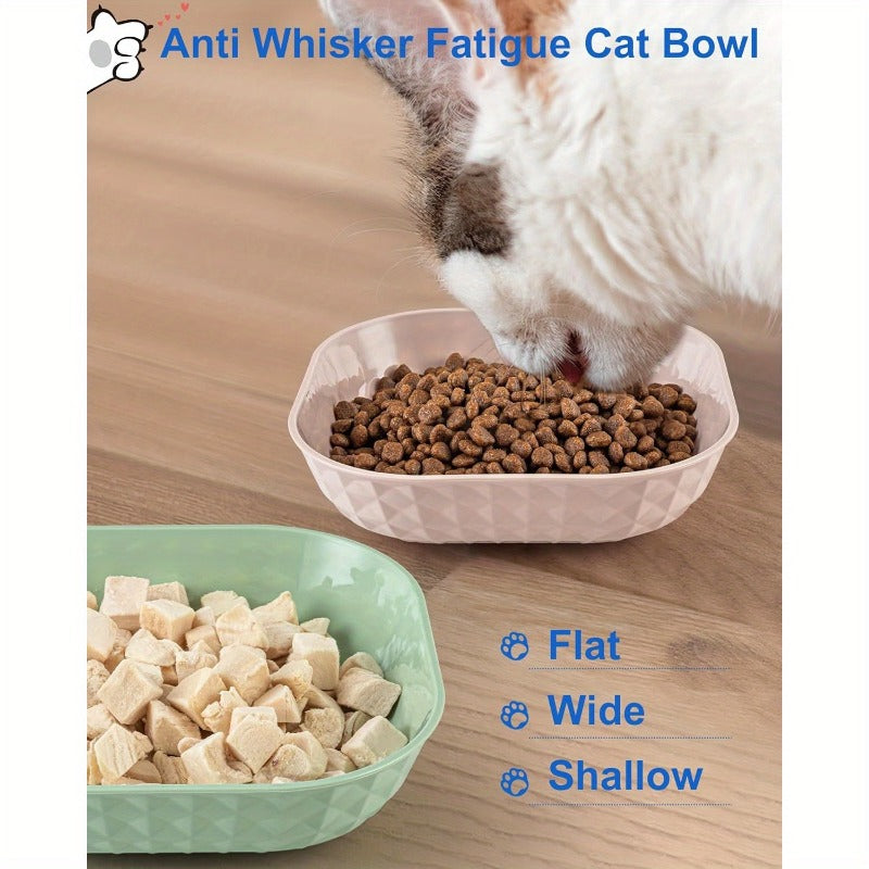 Shallow Cat Bowls 6-Piece Set, Non-Slip Wet Food Plates with Anti-Tip Design for Indoor Cat Feeding Routines, Mixed Random Colors