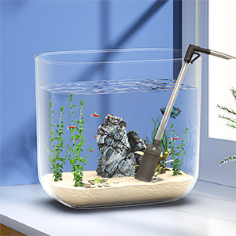 Manual Aquarium Gravel Cleaner, 66.93-Inch Gray Reinforced Siphon for Fish Tank Water Changes and Debris Removal, Freshwater and Saltwater Use