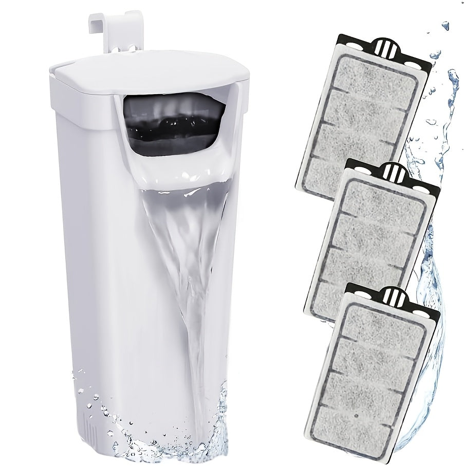 Low Water Level Turtle Tank Filter, 74 GPH 2.5W Aquarium Filter for Small Fish Tanks up to 15 Gallons with 4 Replacement Cartridges