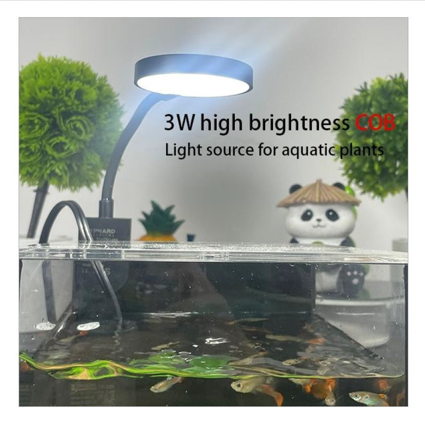 Mini Aquarium Kit 1.19 Gallon, Ultra-Clear Glass Desktop Tank with 2W Submersible Pump, 3W COB Light, Sand, Stones and Decorative Plants