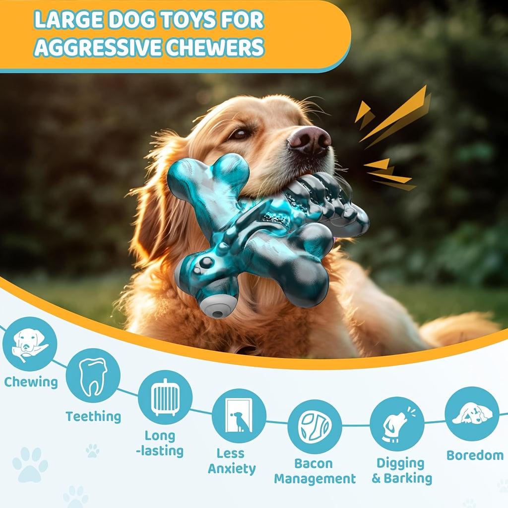 Dragonfly Nylon Dog Chew Toy in Blue with Bacon Flavor, Chewing and Interactive Play Accessory for Medium and Large Dogs Under Supervision