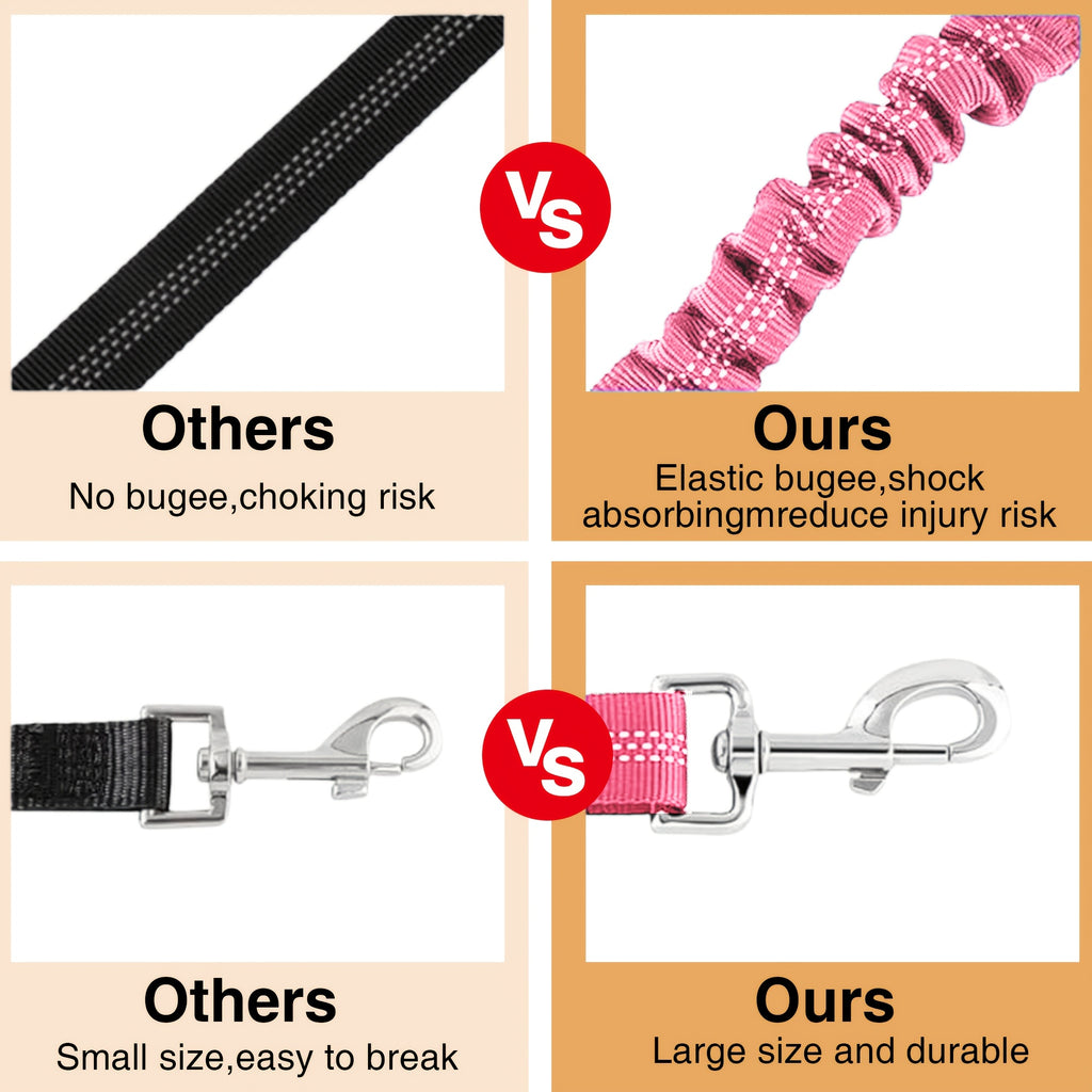 Headrest Dog Seat Belt Tether, Adjustable Reflective Bungee Car Travel Leash with Removable 3-in-1 Design in Five Colors for Road Trips