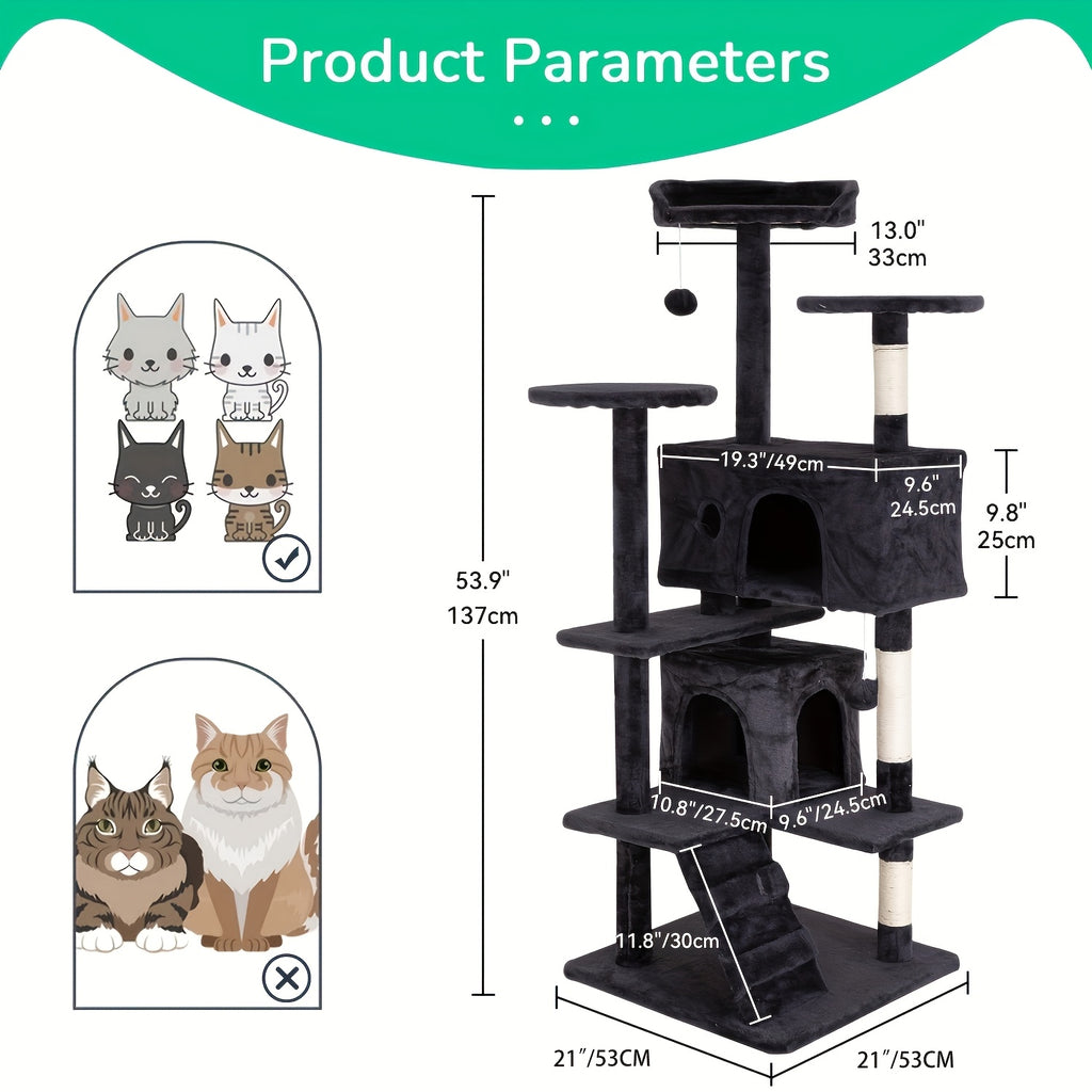 Cat Tree Tower in 22, 54 or 70 Inch Sizes, Indoor Cat Furniture Activity Center with Scratching Post for Climbing, Resting and Everyday Play