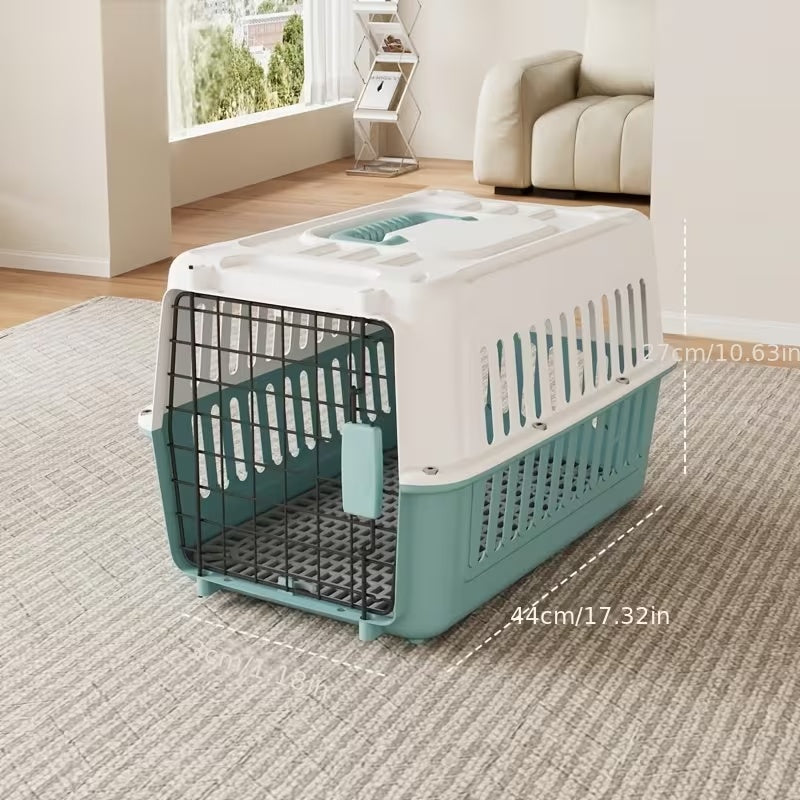 Pet Travel Crate for Cats and Small Dogs, Portable Ventilated Carrier Box with Easy Assembly, Green Pink or Blue and XL Options