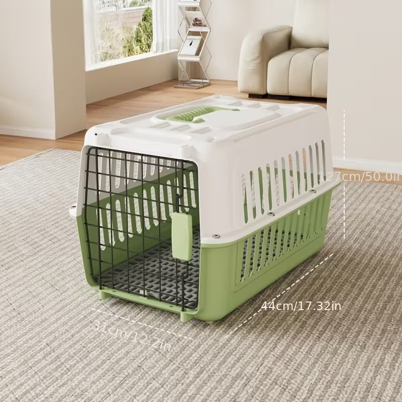 Pet Travel Crate for Cats and Small Dogs, Portable Ventilated Carrier Box with Easy Assembly, Green Pink or Blue and XL Options