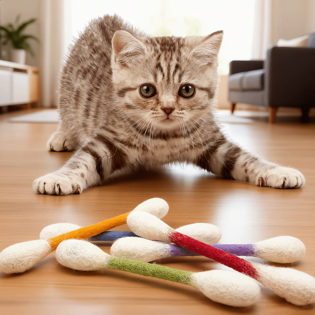 Interactive Cat Toy Sticks 10 Pack, Extra Large Assorted Color Pet Toys for Supervised Indoor Play, Daily Activity and Cat Lover Gifts