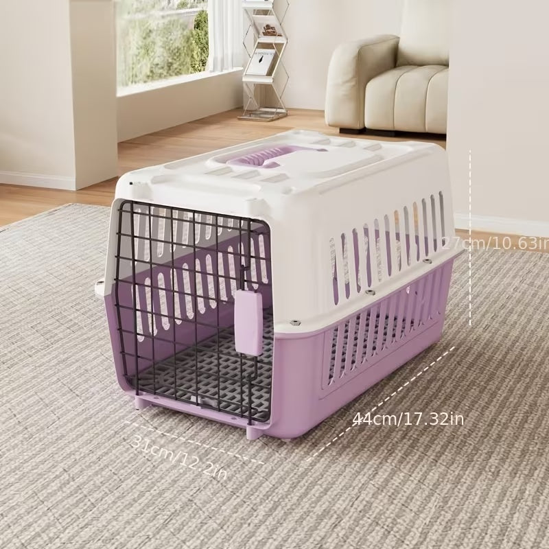 Pet Travel Crate for Cats and Small Dogs, Portable Ventilated Carrier Box with Easy Assembly, Green Pink or Blue and XL Options