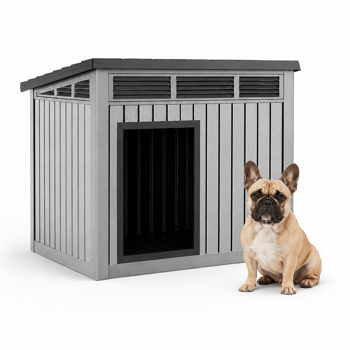 Slanted Roof Dog House with Ventilated Design, Indoor Outdoor Pet Shelter for a Dedicated Resting Area, Four Listed Color and Model Options