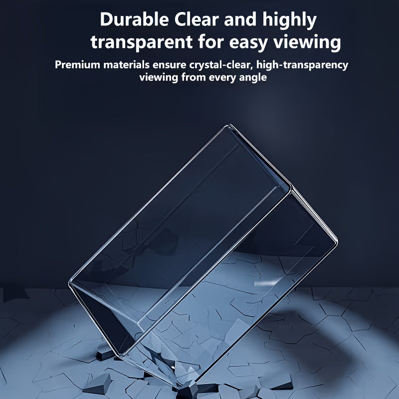 Transparent Fish Tank with Top Lid, 15.35 x 8.66 x 8.46 Inch Rectangular Aquarium for Home, Office and Classroom Aquatic Displays