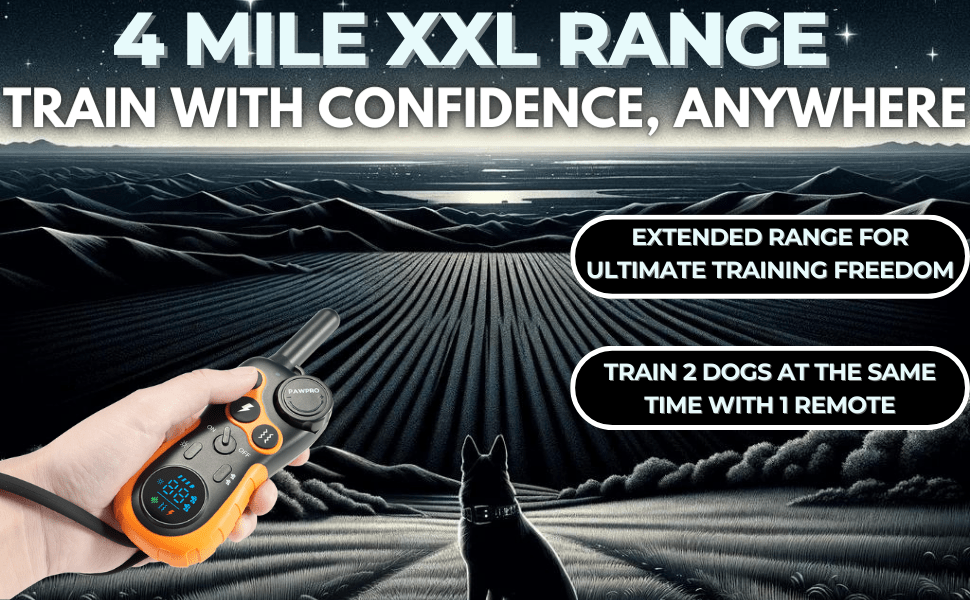 Long Range Dog Training Collar with Remote, PAWPRO Listed 4-Mile Range, 124 Adjustable Levels, Beep, Vibration, Static and Night-Light Modes