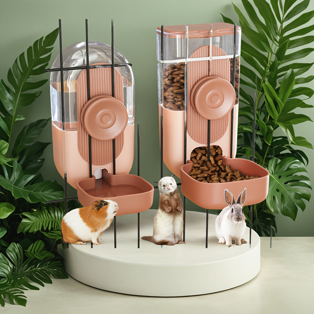 Cage Mounted Pet Feeder and Water Dispenser, Hanging Gravity Food and Water Bowls for Cats, Small Dogs and Rabbits, Multiple Set Options