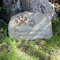 Pet Memorial Stone with Paw Prints, Hand-Painted Brown Garden Grave Marker for Dogs and Cats, Indoor Outdoor Remembrance Keepsake and Sympathy Gift