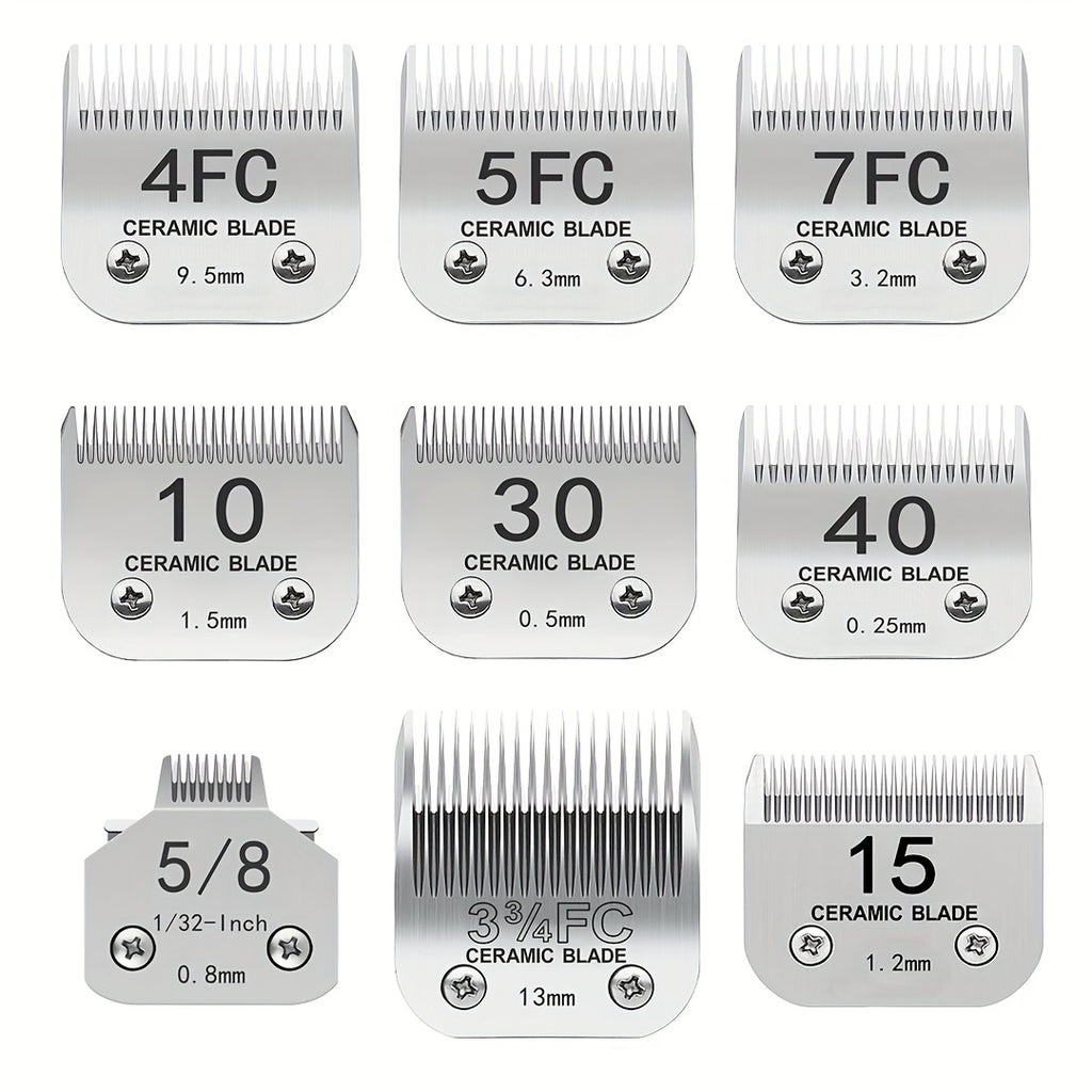 Ceramic Dog Clipper Replacement Blades, Detachable Grooming Blade Singles and Sets for Compatible Andis, Oster A5 and Wahl KM Series Clippers