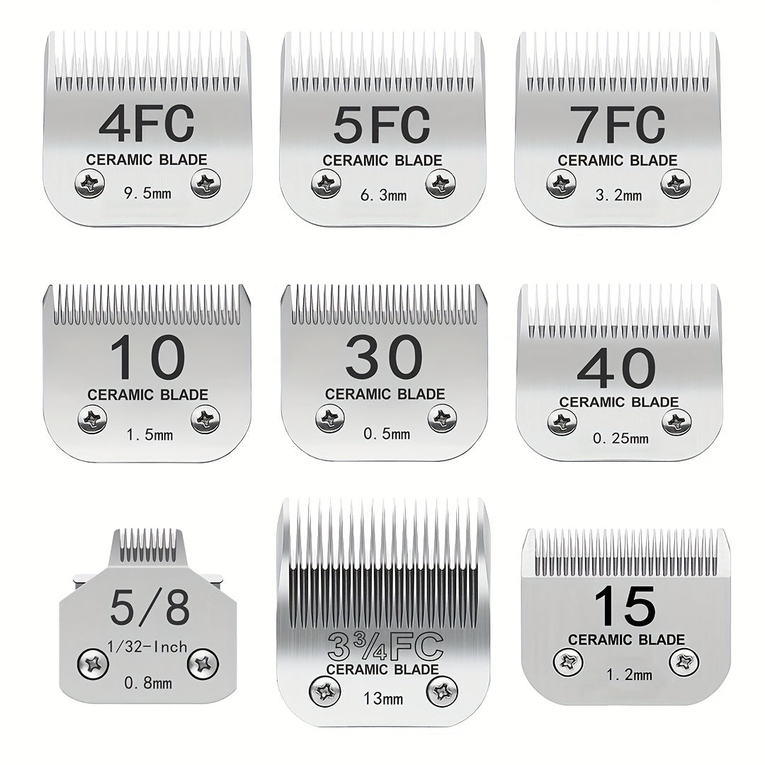 Ceramic Dog Clipper Replacement Blades, Detachable Grooming Blade Singles and Sets for Compatible Andis, Oster A5 and Wahl KM Series Clippers
