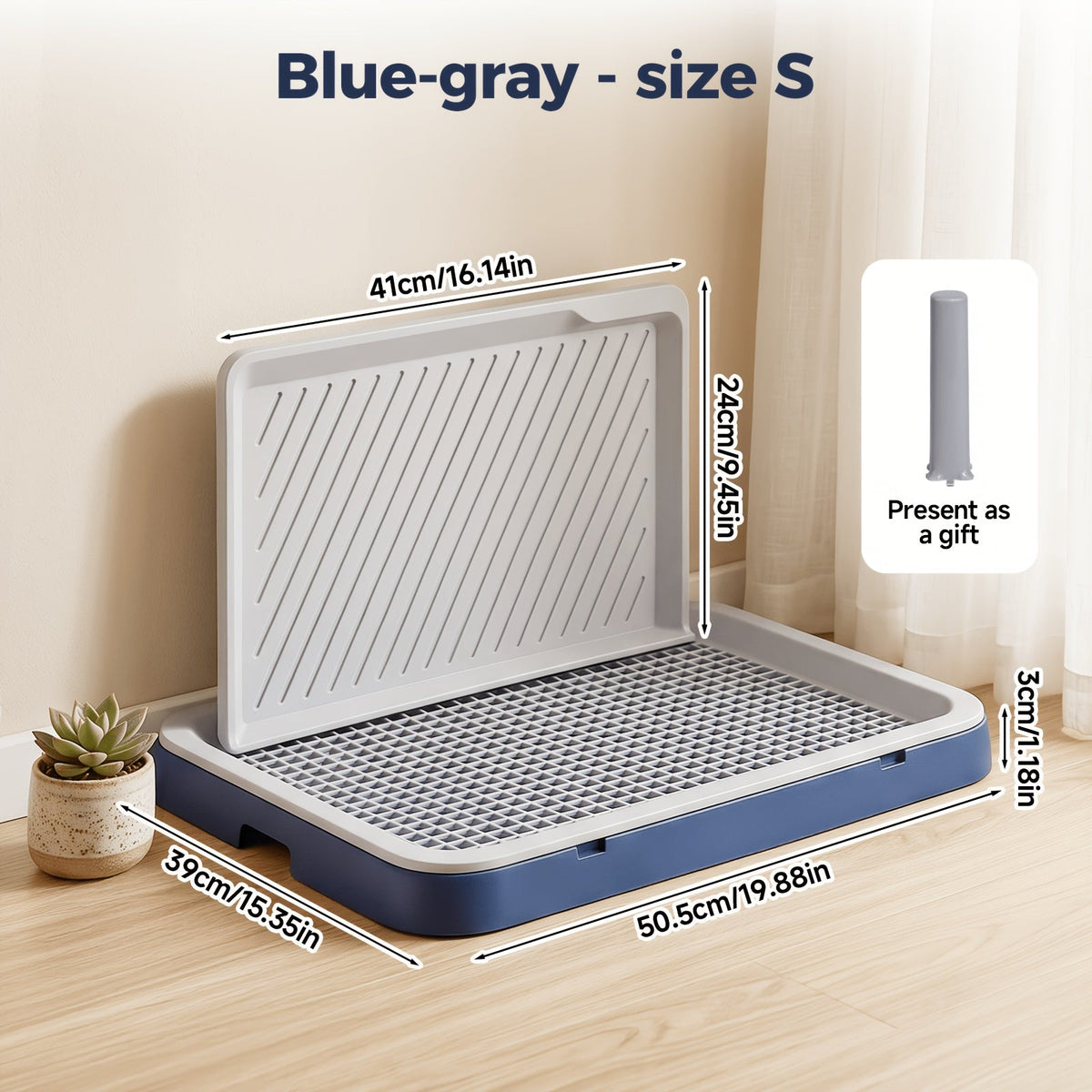 Indoor Dog Potty Tray with Removable Grating, Leak-Proof Dog Toilet for Puppy Training, High-Sided Non-Slip Base Easy to Clean, Potty Training Tray with Stand for Small and Medium Dogs, Apartment Use
