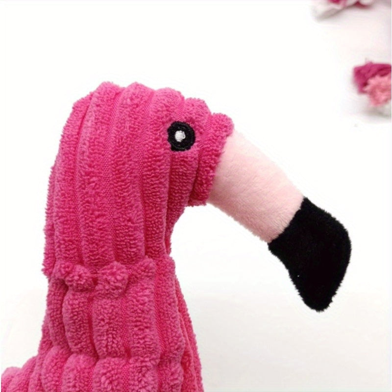 Flamingo Squeaky Dog Toy with Plush and Rope Design for Small, Medium and Large Dogs, Cartoon Pet Toy for Supervised Indoor Play and Gentle Tug