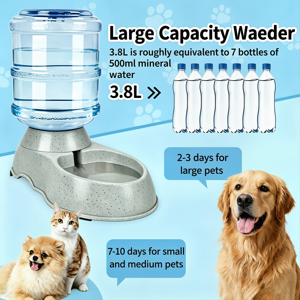 Gravity Pet Dispenser for Food or Water, Battery-Free Feeder or 1 Gallon Waterer with Clear Reservoir for Cats and Small to Medium Dogs, Three Colors