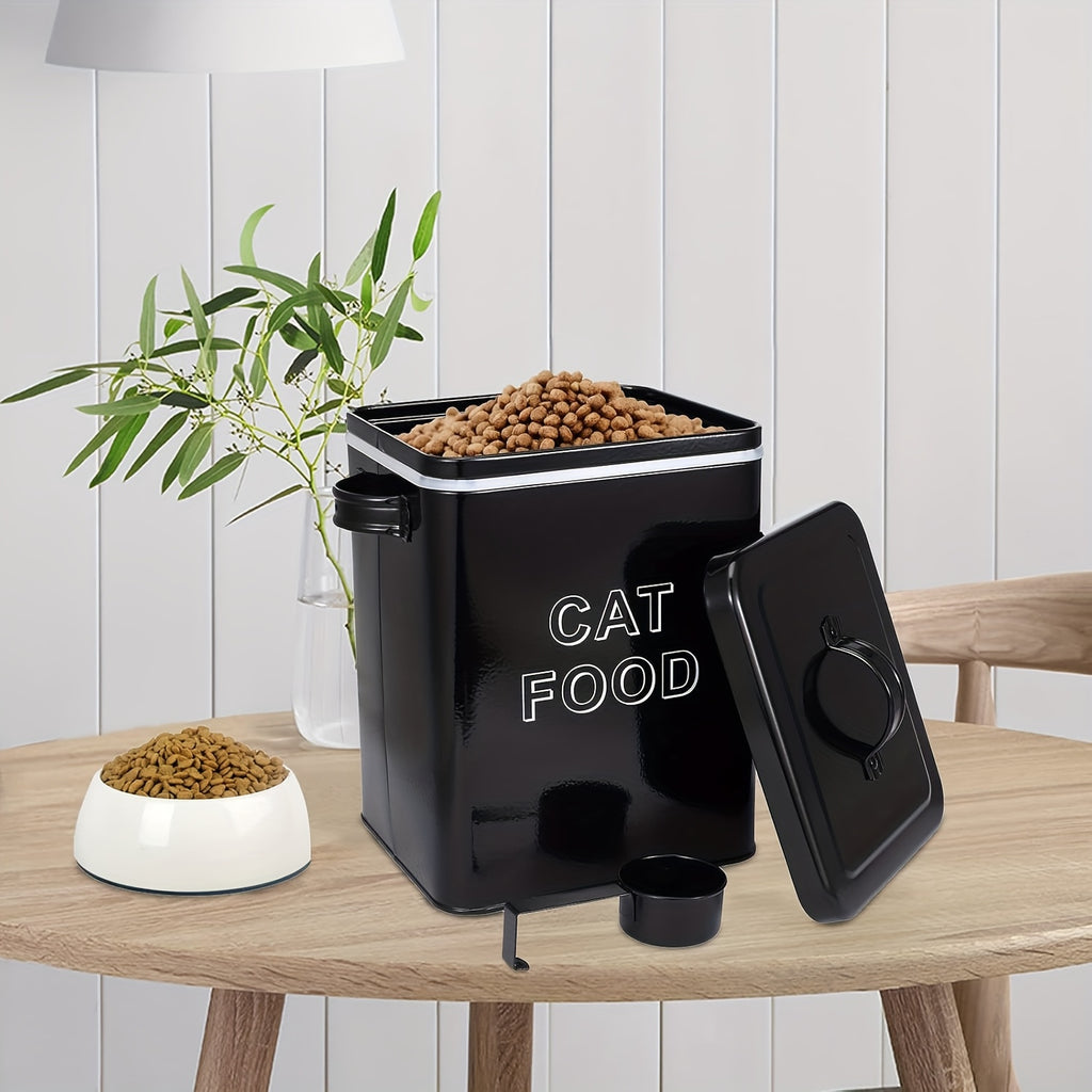 Pet Food Storage Canister Set, Airtight Carbon Steel Containers with Lids and Measuring Scoop for Dog and Cat Dry Food, Treats and Pantry Organization