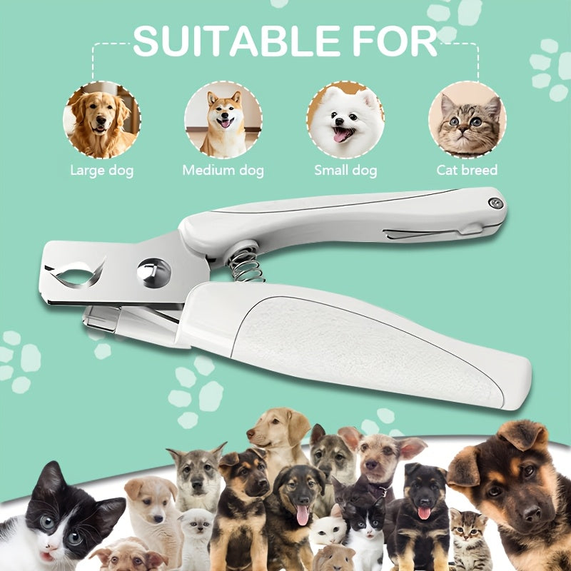 Pet Nail Clippers with Built-In File and LED Light, 2-in-1 Stainless Steel Blade Trimmer with Anti-Slip Handle for Cats and Small Medium Dogs