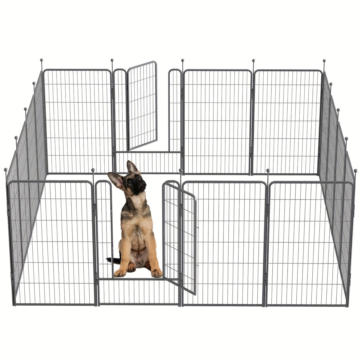 Dog Playpen for RV Camping, Heavy Duty Metal Exercise Fence with 8-Panel 32-Inch or 16-Panel 45-Inch Options for Supervised Dog Play