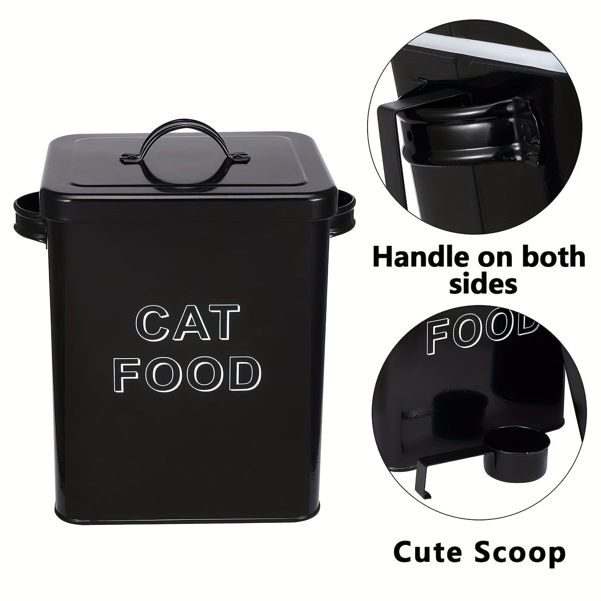 Pet Food Storage Canister Set, Airtight Carbon Steel Containers with Lids and Measuring Scoop for Dog and Cat Dry Food, Treats and Pantry Organization