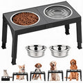 Foldable Elevated Dog Bowls with Height Adjustable Stand for Large Dogs, Raised Food and Water Feeding Station with Stainless Steel Bowl Options