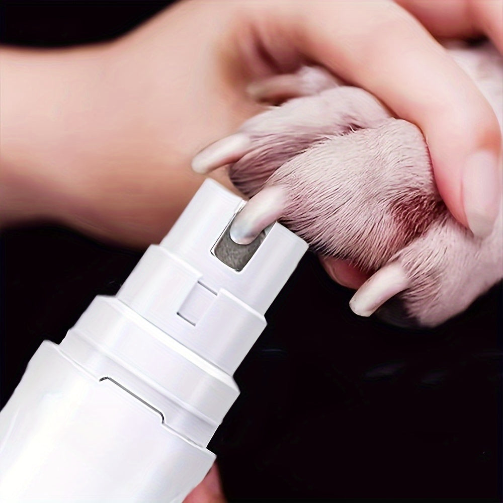 Electric Dog Nail Grinder and Trimmer, Lightweight White 2-Speed Pet Nail File with 5000 and 7500 RPM Settings for Puppy and Dog Paw Grooming