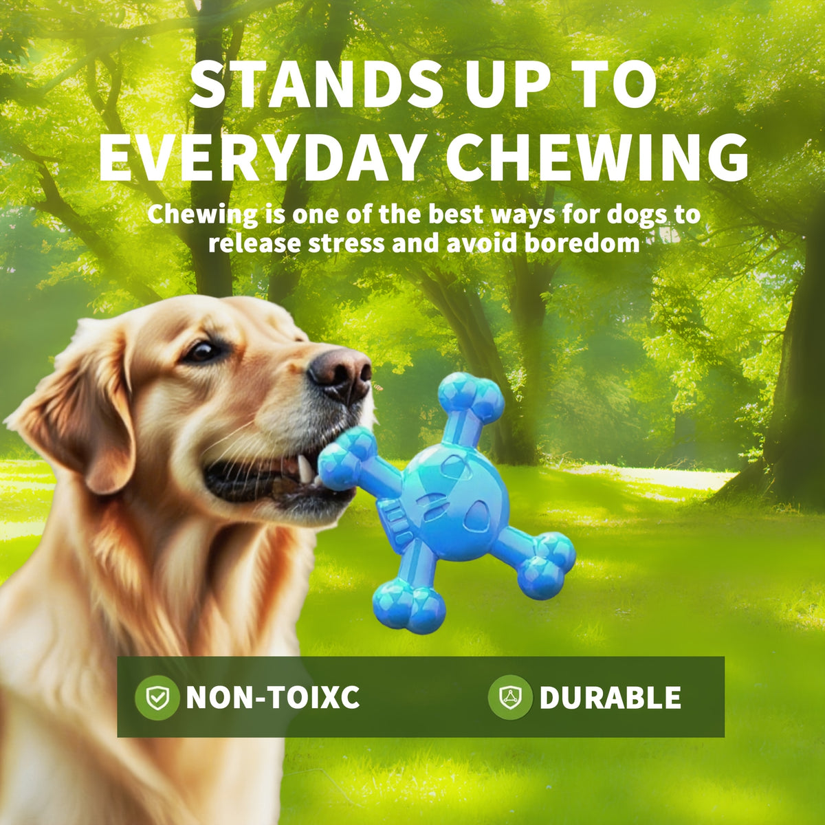 Heavy Duty Nylon Dog Chew Bone in Blue or Orange, Chewing Toy for Medium Dogs and Supervised Everyday Play, Pet Enrichment Gift