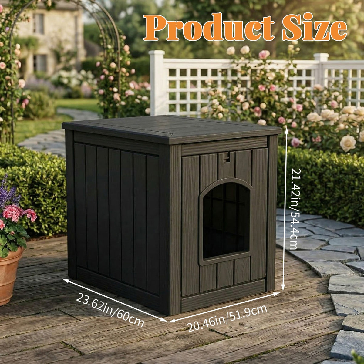 Litter Box Enclosure Cabinet with Front Door, Hidden Cat Litter Furniture and End Table Design for Indoor Homes, Black or Light Brown
