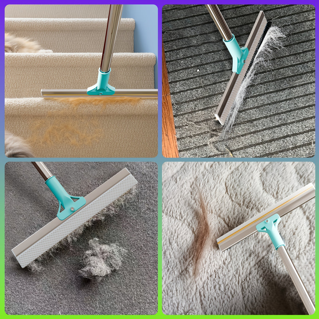 Carpet Rake for Pet Hair Removal with 51-Inch Handle, Dog Hair Remover Tool for Rugs, Stairs and Upholstery, Everyday Home Cleaning