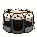 Open Top Pet Playpen for Puppies and Kittens, Foldable Octagonal Oxford Fabric Enclosure with Mesh Windows for Indoor, Outdoor and Travel Use