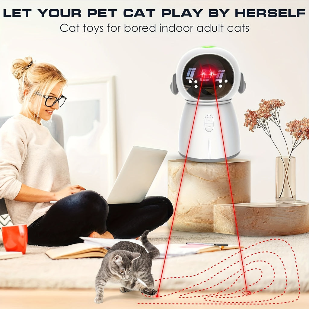 Dual Laser Cat Toy for Indoor Cats, Motion-Activated Rechargeable Interactive Toy with Mouse and Dot Patterns, 3 Speeds and Adjustable Head