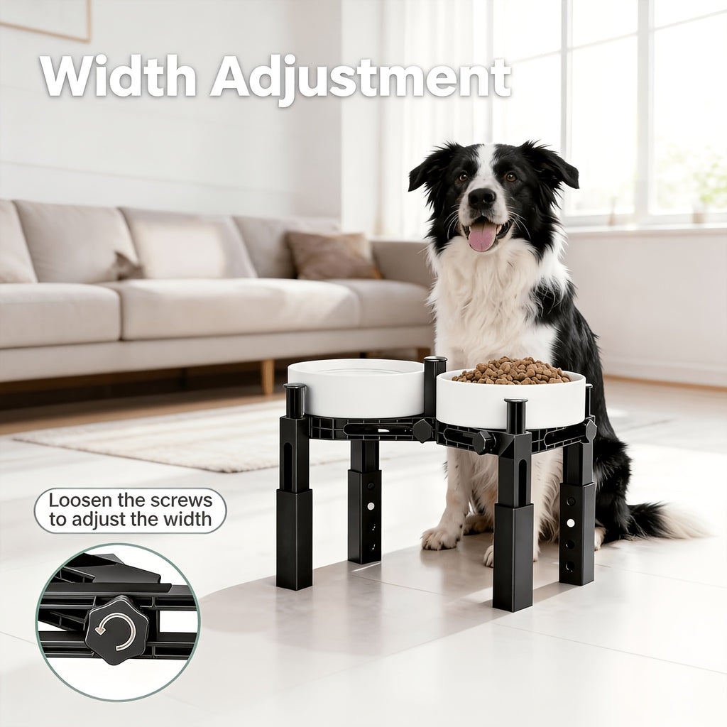 Dog Bowl Stand with 2.64 to 8.86 Inch Adjustable Height, Elevated Double-Bowl Holder for Large Breed Feeding Setups, Bowls Not Included