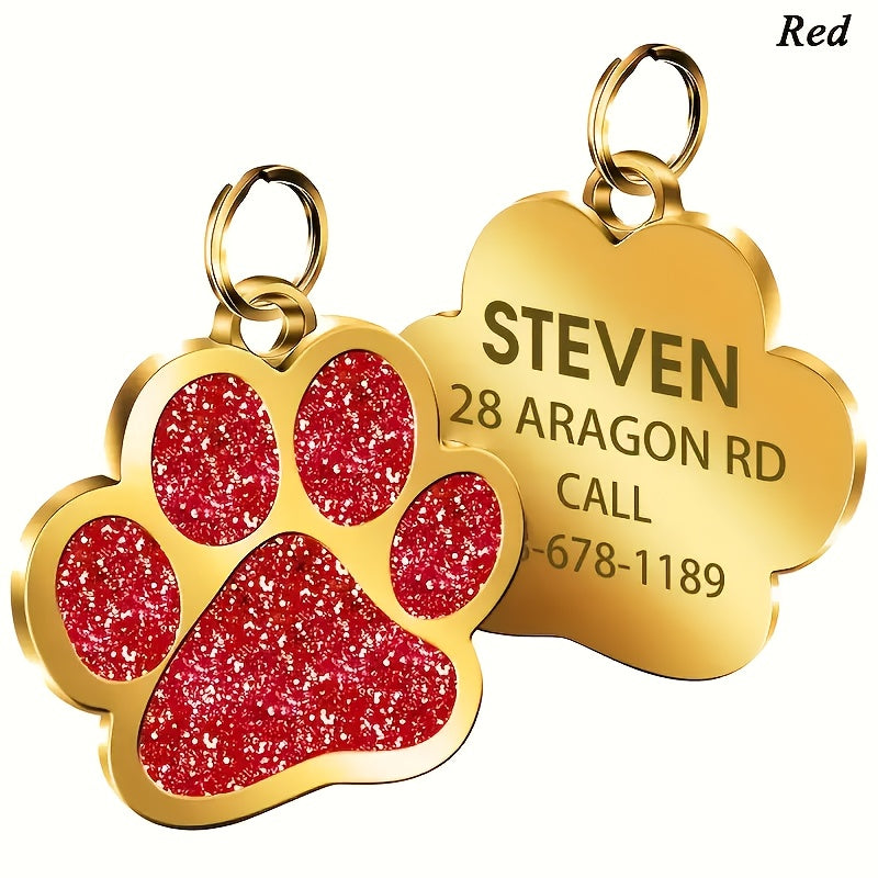Custom Pet Name Tag for Dogs and Cats, Engraved Name and Phone Number ID in Pink, Red, Rose Red or Ivory White, Single Tag Pet Parent Gift