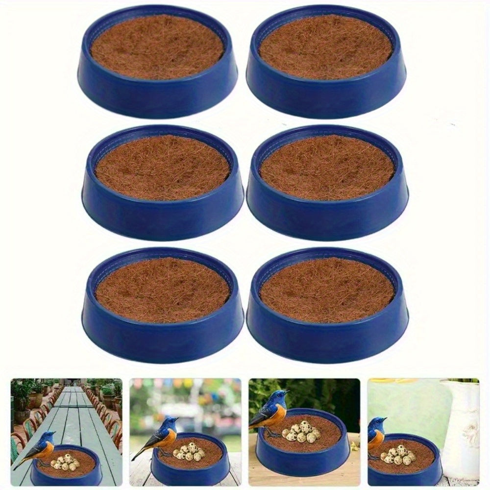 Pigeon Nesting Bowls with Coconut Fiber Mats, 6-Piece Plastic Bird Nest Set for Breeding Season, Racing Pigeon and Dove Loft Care