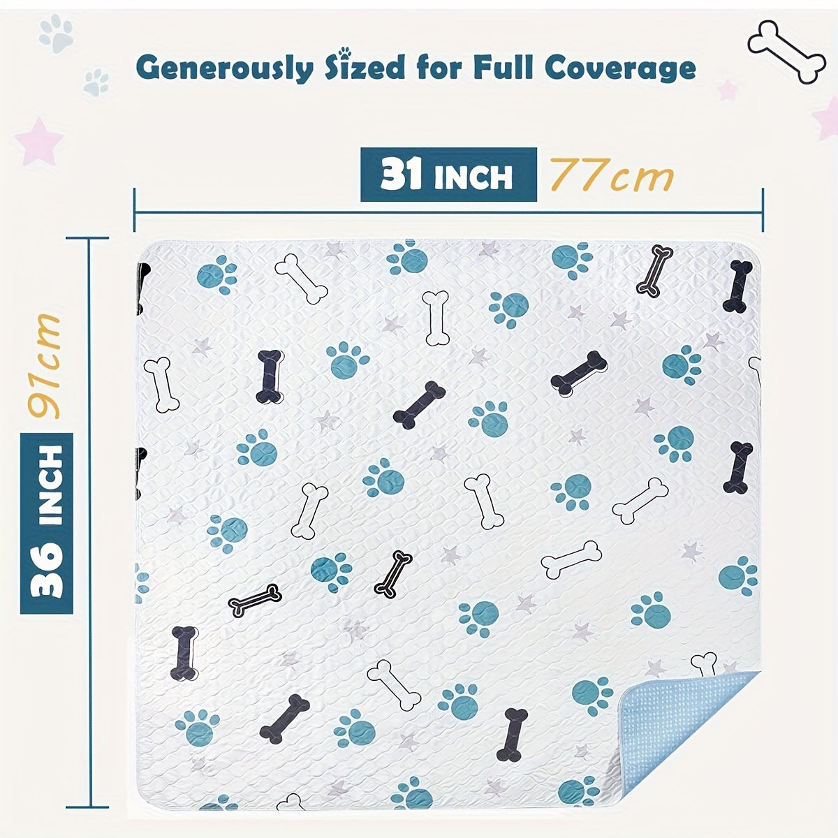 Reusable Puppy Training Pads with TPU Waterproof Protection, 4-Layer Washable Non-Slip Dog Pee Mats for Potty Training and Whelping